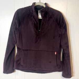 North face purple fuzzy pull over